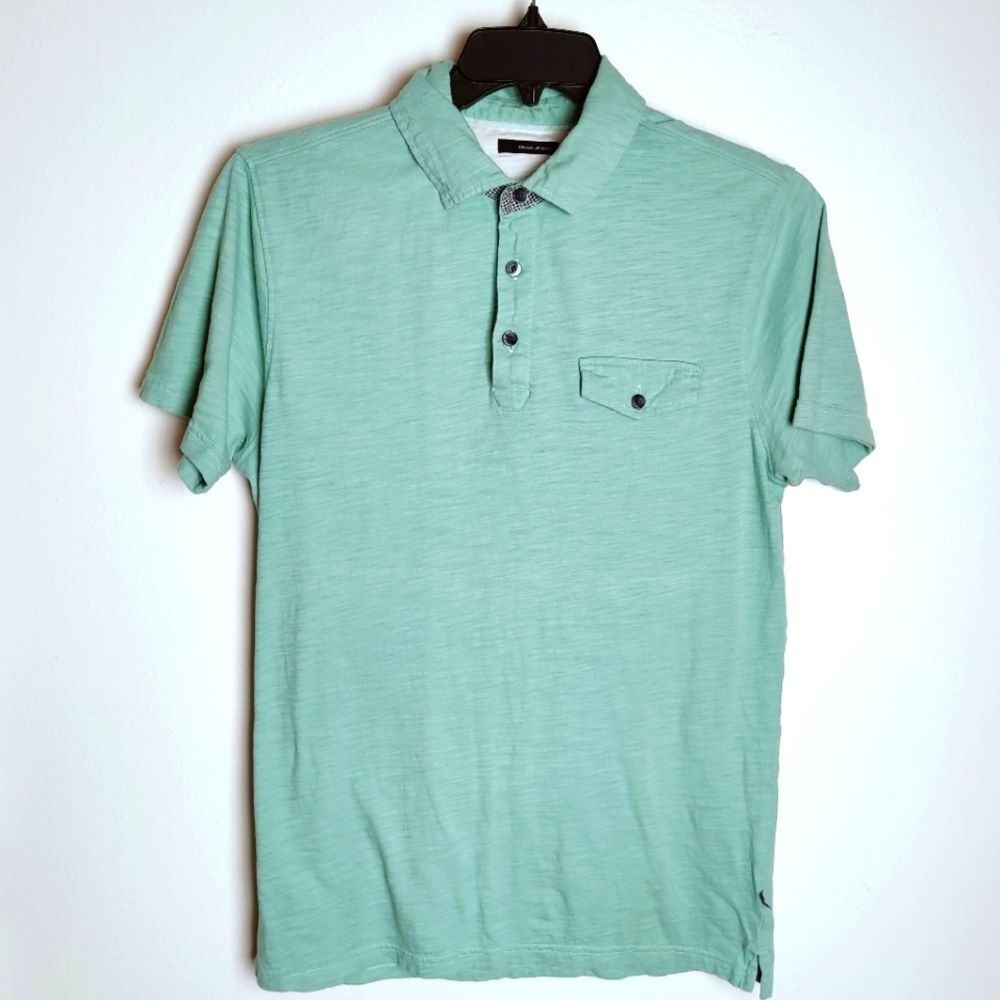 DKNY Men's 100% Cotton Polo Golf T-shirt, Teal, Sz M